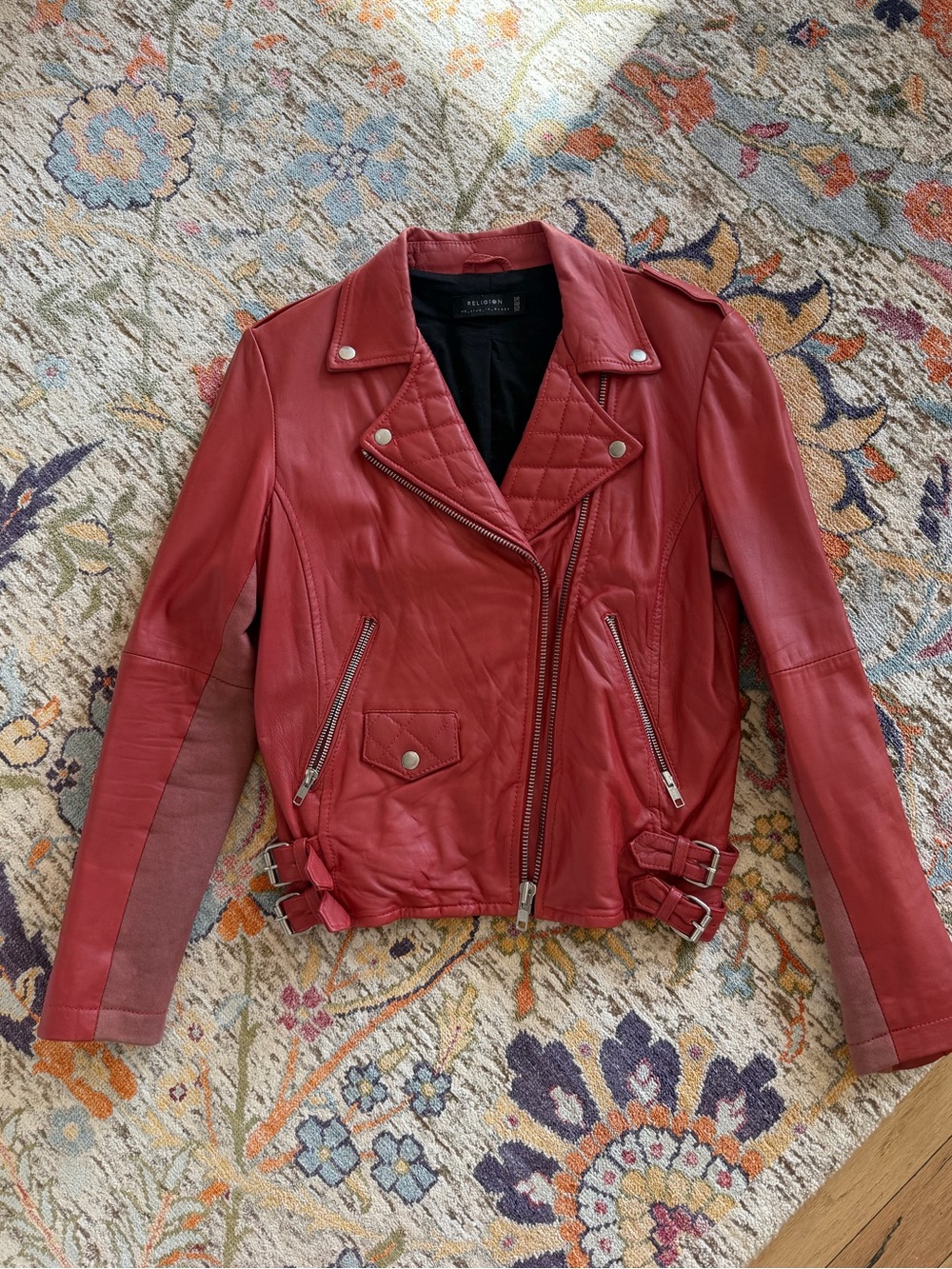 Red leather Moto Jacket